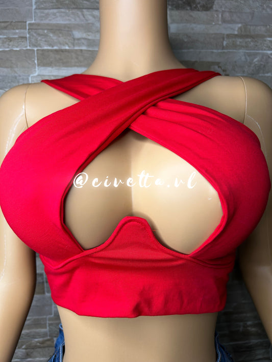 Crop top doble tela rojo